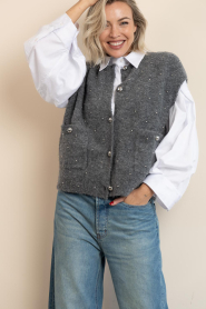 STUDIO AR |  Cardigan with studs Idony | grey | Picture 2