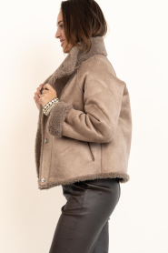 STUDIO AR |  Reversible teddy cape jacket Mallow | taupe | Picture 7