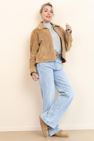 STUDIO AR |  Suede bikerjack with studs Tina | camel | Picture 4