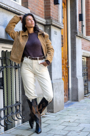 STUDIO AR |  Suede bikerjack with studs Tina | camel | Picture 3