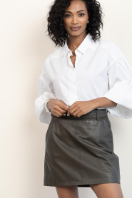 STUDIO AR |  Leather mini skirt Lain | taupe | Picture 5