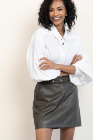 STUDIO AR |  Leather mini skirt Lain | taupe | Picture 6