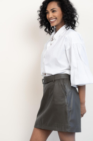 STUDIO AR |  Leather mini skirt Lain | taupe | Picture 7