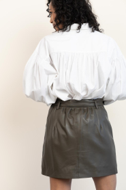 STUDIO AR |  Leather mini skirt Lain | taupe | Picture 8