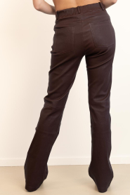 STUDIO AR |  Stretch leather straight leg pants Duana | burgundy | Picture 7