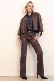 STUDIO AR |  Stretch leather straight leg pants Duana | burgundy | Picture 3