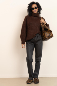 STUDIO AR |  Stretch leather jogger Nora | brown | Picture 3