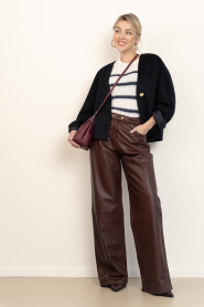 STUDIO AR |  Non stretch leather pants Kaia | burgundy | Picture 2