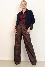 STUDIO AR |  Non stretch leather pants Kaia | burgundy | Picture 3
