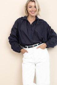 Antik Batik |  Cotton voile blouse Ange | dark blue | Picture 2