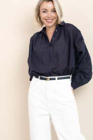 Antik Batik |  Cotton voile blouse Ange | dark blue | Picture 4