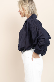 Antik Batik |  Cotton voile blouse Ange | dark blue | Picture 5