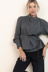 Antik Batik |  Cotton draped top Pia | grey | Picture 4
