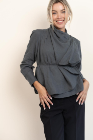 Antik Batik |  Cotton draped top Pia | grey | Picture 8