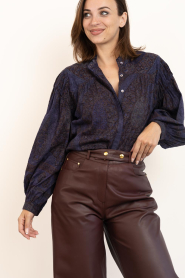 Antik Batik |  Cotton jacquard blouse Tamari | blue | Picture 5