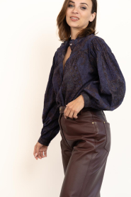 Antik Batik |  Cotton jacquard blouse Tamari | blue | Picture 6