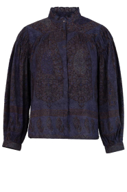Antik Batik |  Cotton jacquard blouse Tamari | blue | Picture 1