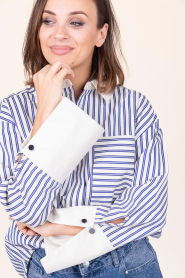 Co'Couture |  Poplin striped blouse Samson | blue | Picture 8