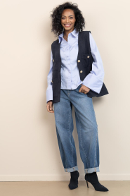 Co'Couture |  Poplin blouse Sanna | blue | Picture 4