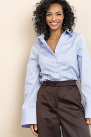 Co'Couture |  Poplin blouse Sanna | blue | Picture 6