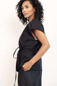 Co'Couture |  Pinstripe wrap top Maggie | black | Picture 6