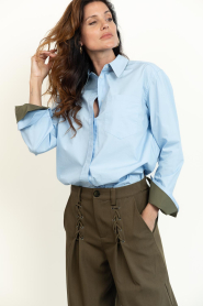 Co'Couture |  Poplin blouse with big cuffs Donna | blue | Picture 2