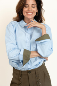 Co'Couture |  Poplin blouse with big cuffs Donna | blue | Picture 5