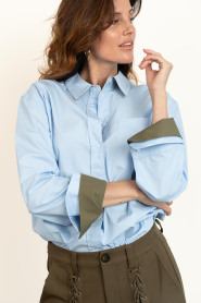 Co'Couture |  Poplin blouse with big cuffs Donna | blue | Picture 8
