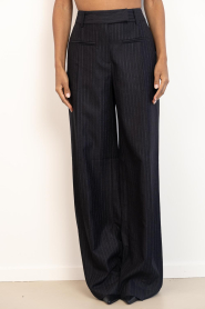 Co'Couture |  Pinstripe wide leg trousers Maggie | black | Picture 4