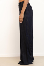 Co'Couture |  Pinstripe wide leg trousers Maggie | black | Picture 5