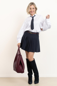 Co'Couture |  Plissé mini skirt Marin | dark blue | Picture 3