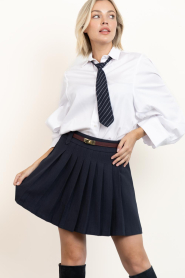 Co'Couture |  Plissé mini skirt Marin | dark blue | Picture 2