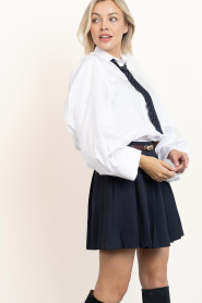 Co'Couture |  Plissé mini skirt Marin | dark blue | Picture 5