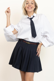 Co'Couture |  Plissé mini skirt Marin | dark blue | Picture 6
