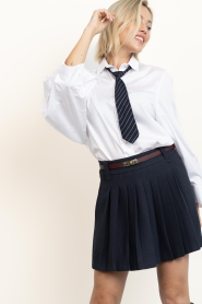 Co'Couture |  Plissé mini skirt Marin | dark blue | Picture 7