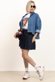 Co'Couture |  Plissé mini skirt Marin | dark blue | Picture 4