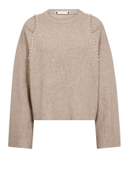 Co'Couture |  Soft sweater with pearls Row | beige | Picture 1