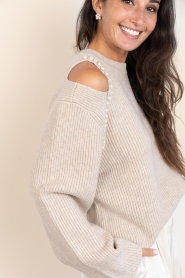 Co'Couture |  Soft sweater with pearls Row | beige | Picture 6