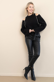 Co'Couture |  Soft sweater with pearls Row | black  | Picture 3