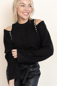 Co'Couture |  Soft sweater with pearls Row | black  | Picture 8