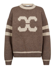 Co'Couture |  Soft sweater with logo Row | brown | Picture 1