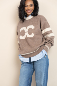 Co'Couture |  Soft sweater with logo Row | brown | Picture 2