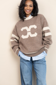 Co'Couture |  Soft sweater with logo Row | brown | Picture 4