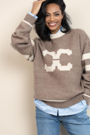 Co'Couture |  Soft sweater with logo Row | brown | Picture 6