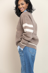 Co'Couture |  Soft sweater with logo Row | brown | Picture 7