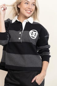 Deblon |  Striped sweater Renee | black | Picture 2