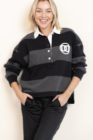 Deblon |  Striped sweater Renee | black | Picture 5