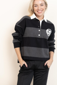 Deblon |  Striped sweater Renee | black | Picture 6