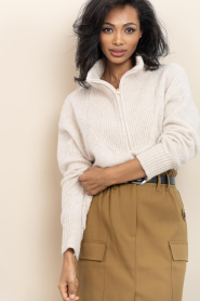 by-bar |  Alpaca blend sweater with zipper Beau | beige | Picture 2