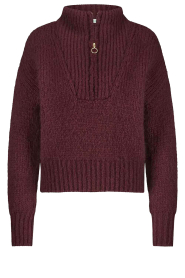 by-bar |  Alpaca blend sweater with zipper Beau | burgundy | Picture 1